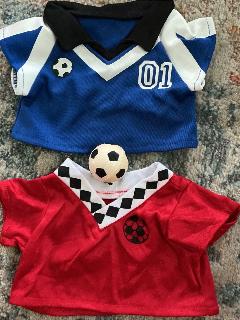 Build-A-Bear Blue and Red Soccer Tops - 2 Pack
